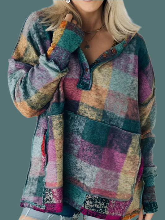 Plaid Hooded Casual Outerwear